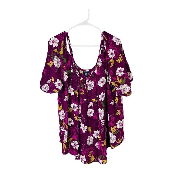 Torrid Challis Crochet Trim Cold Lace-Up Shoulder Size 5X for Women's - Picture 5 of 10